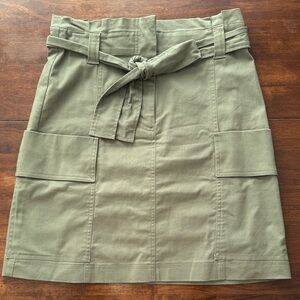 LOFT Olive Cargo Skirt with Tie-Front